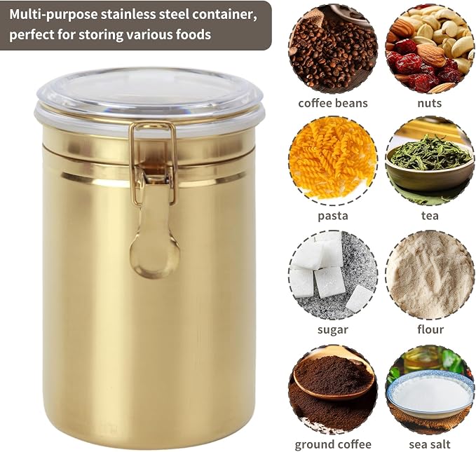 Kitchen Canister 41 oz, Airtight Stainless Steel Kitchen Food Storage Container - Image 5