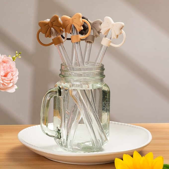 6PCS Bow Straw Toppers, Cute Straws Covers - Image 5