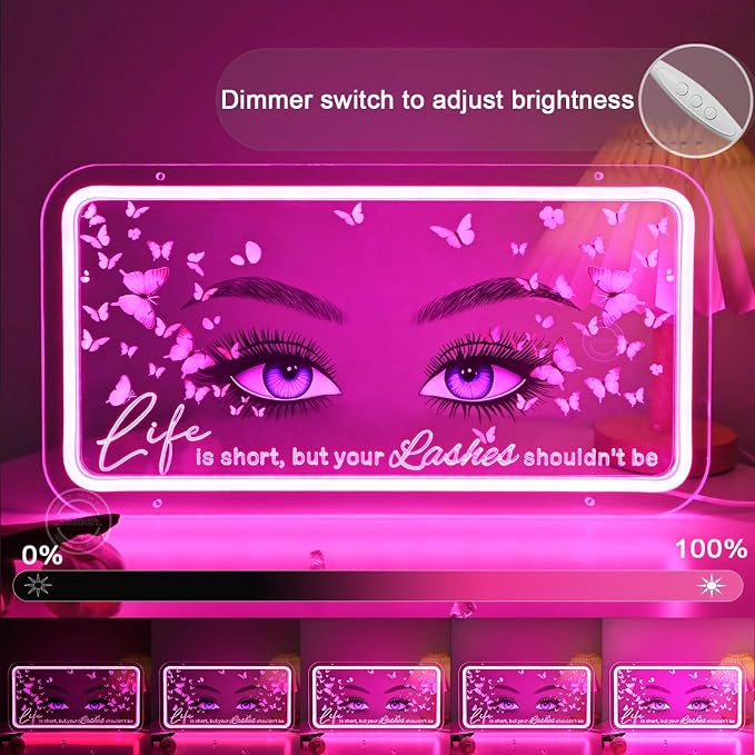 Britrio Pink Lashes Neon Sign Light - Image 4