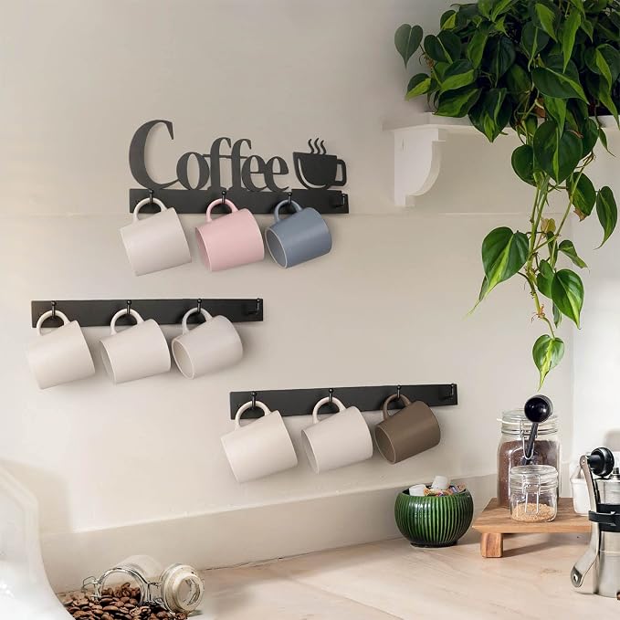 HULISEN Coffee Mug Wall Rack, Coffee Cup Holder Wall Mounted - Image 6