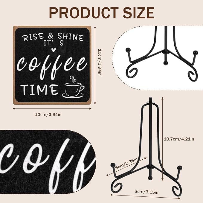 Wooden Coffee Bar Sign – 4"x4" Farmhouse Coffees Decor - Image 2