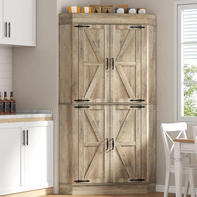 Gyfimoie Corner Cabinet, Kitchen Pantry Storage Cabinet, Freestanding Buffet - Image 3