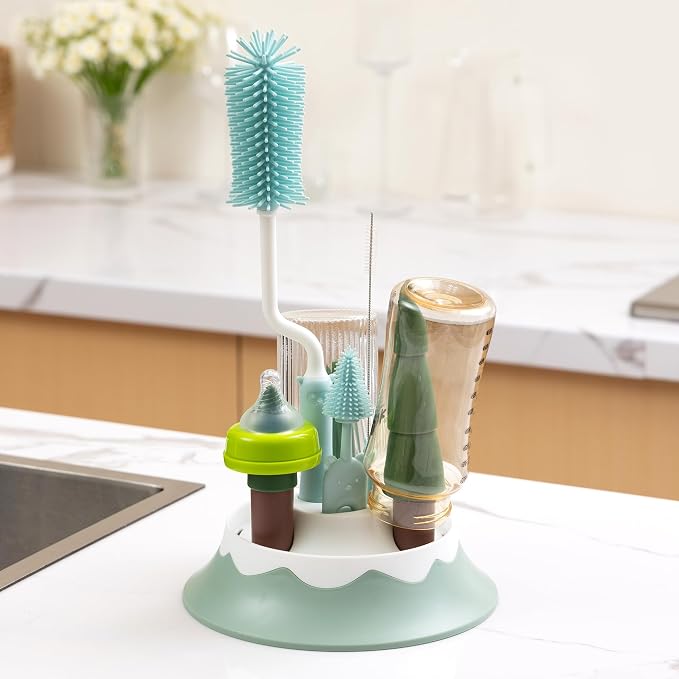 Chemimoso Baby Bottle Drying Rack and Cleaning Set, - Image 3