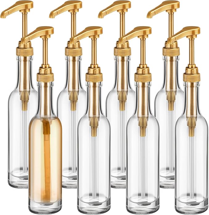 Baderke 8 Pack Glass Coffee Syrup Dispenser Bottles by Baderke