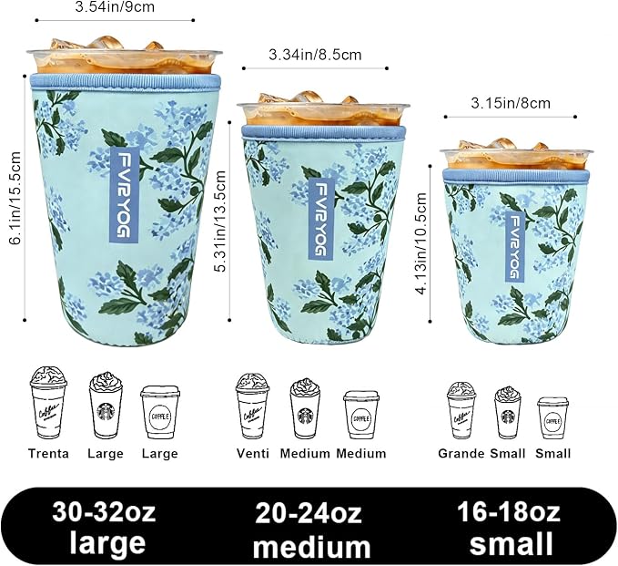 3 Pack Reusable Insulated Neoprene Iced Coffee Sleeves & Coffee Cup Holder - Image 6