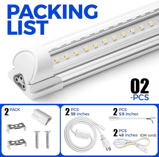 Barrina LED Shop Light 2FT, 20W 3000LM 6500K, T8 LED Light Fixture, Ceiling and - Image 8