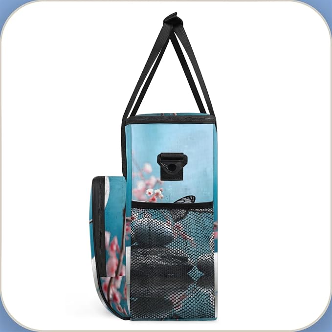 Zen Stone Flower Coffee Maker Carring Bag, Large Insulated Storage Organizer - Image 4