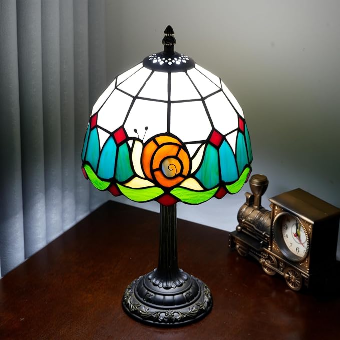 Tiffany Lamp Stained Glass Table Lamp 8X8X14 Inches Snail Style Living Room - Image 3