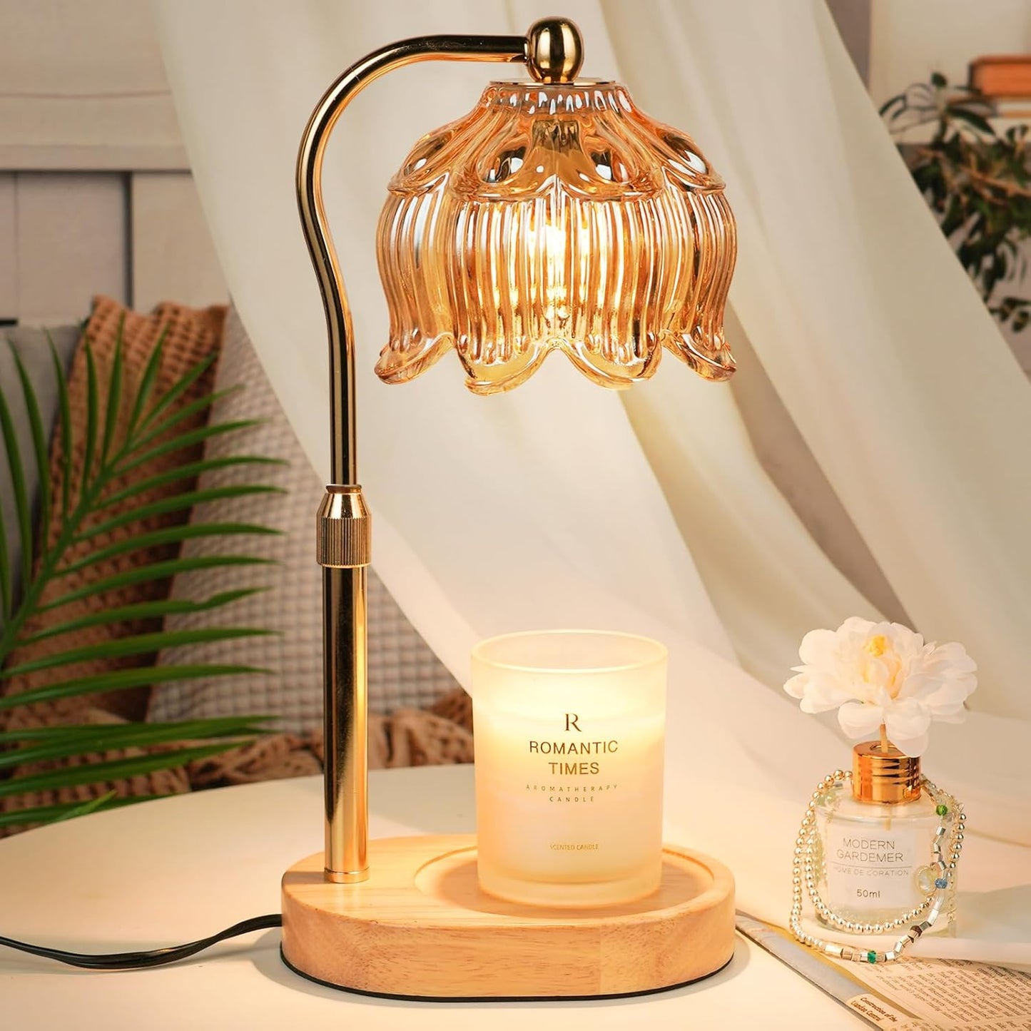 Christmas Birthday Gifts for Women, Candle Warmer Lamp with Timer & Height Adjustable, House Warming Gift for New Home Enssentials, Gift for Mom Grandma, Flower Candle Warming Lamp