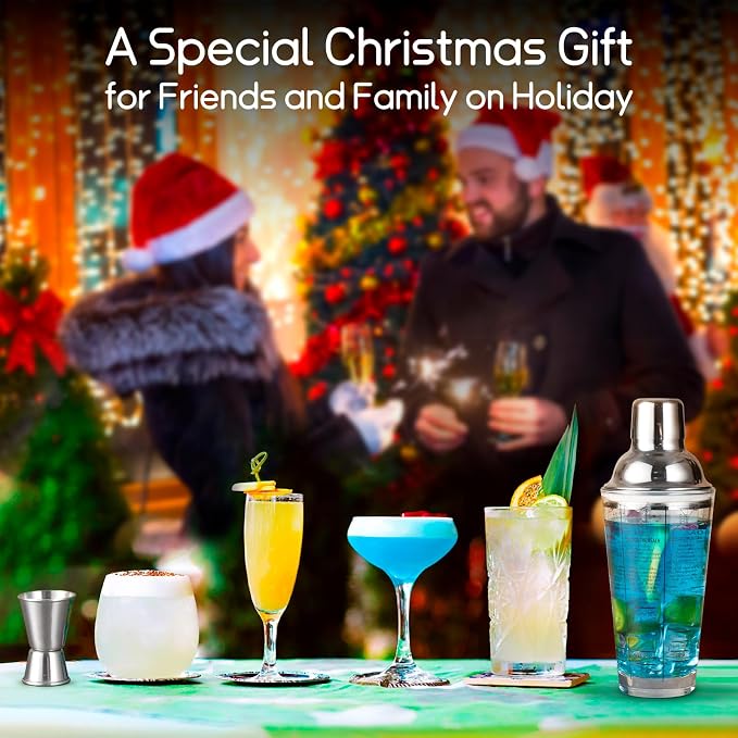 Glass Cocktail Shaker with Strainer, 14oz Martini Shaker with 6 Recipes On Side - Image 6