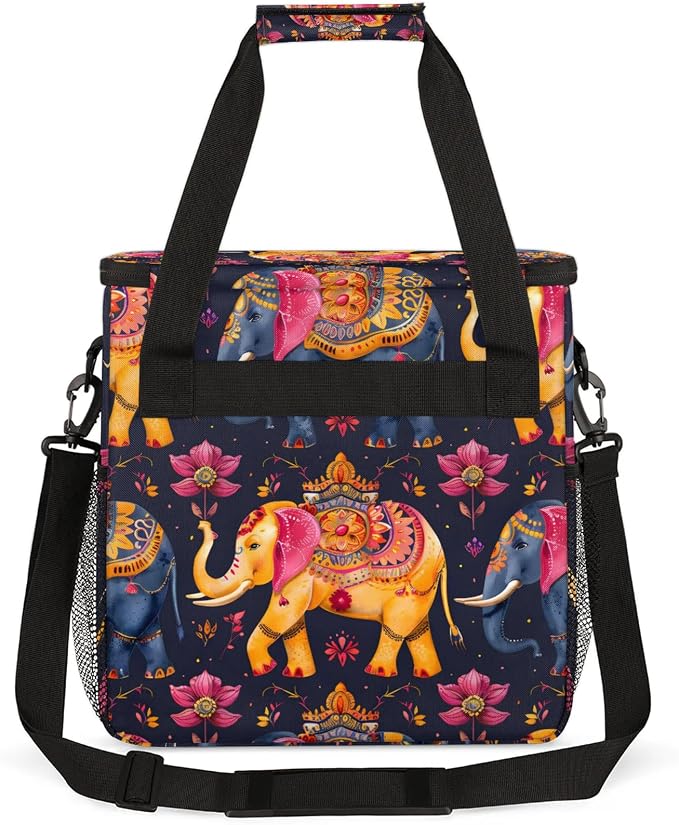 Elephant Ethnic Style Bohemian Coffee Maker Carring Bag, Large Insulated - Image 5