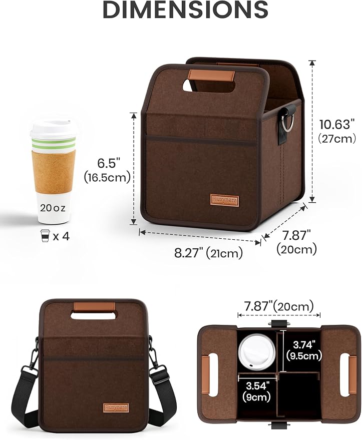 Fluxynara 4-Cup Reusable Felt Drink Carrier - Image 2