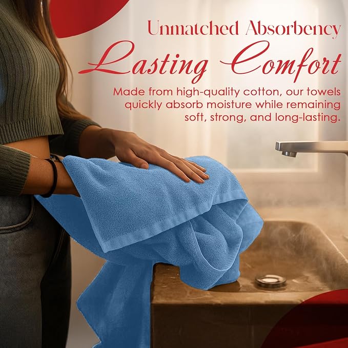 RIVERSIDE Pack of 8 Towels Set, 2 Large Bath, 2 Hand, 4 Face Washcloths - Image 9