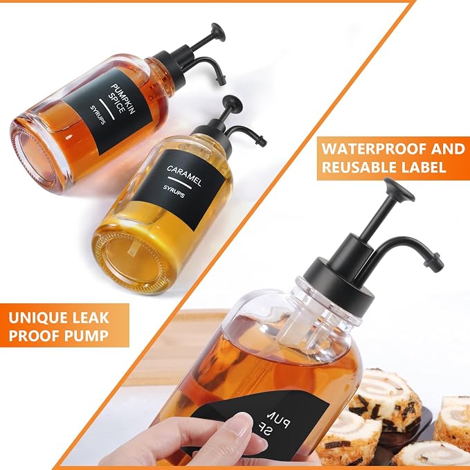 Coffee Syrup Dispenser for Coffee Bar, 16.9 oz 500ml Syrup Pump Dispenser - Image 7