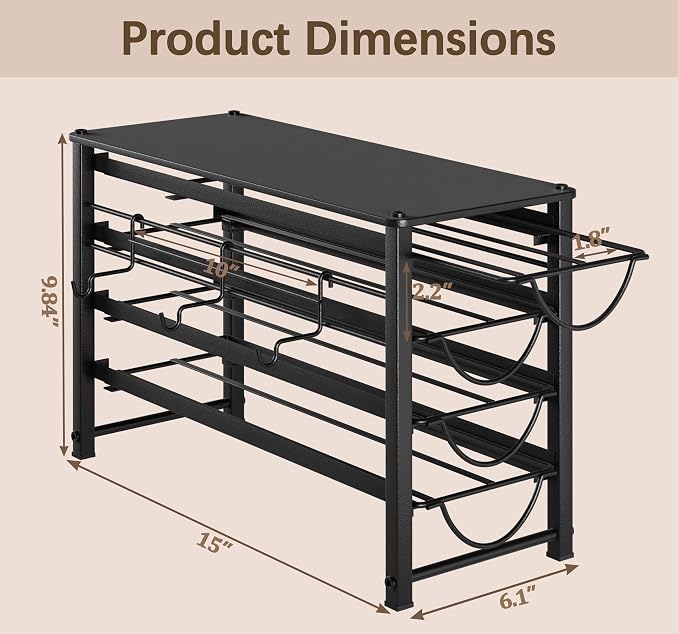 HFHOME Coffee Pod Organizer for Countertop, 4-Tier Metal Storage Drawer - Image 3