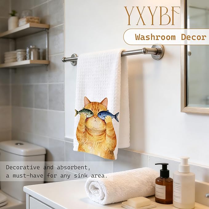 Funny Orange Tabby Cat Hand Dish Tea Towels - Image 4