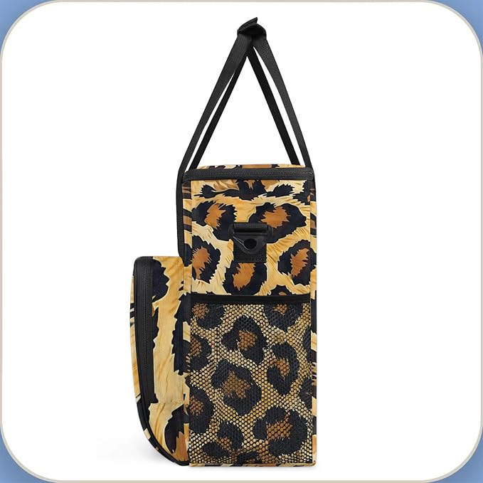 Leopard Cheetah Printed Coffee Maker Carring Bag, Large Insulated Storage - Image 4