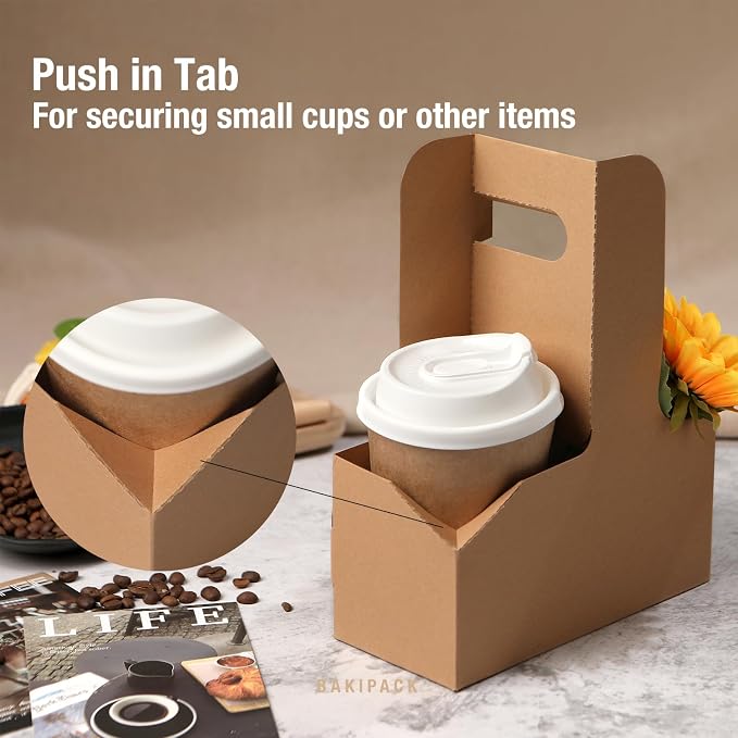 2 Cup Drink Carrier with Handles, 30 Sets Kraft Paperboard Cup Carriers of - Image 4