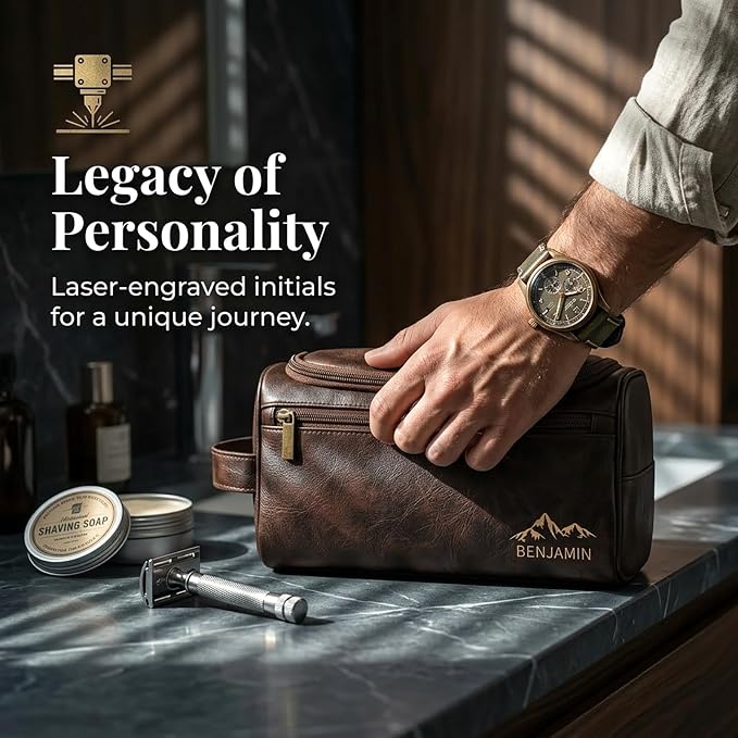 Ayperoad® Personalized Leather Toiletry Bag - Image 3