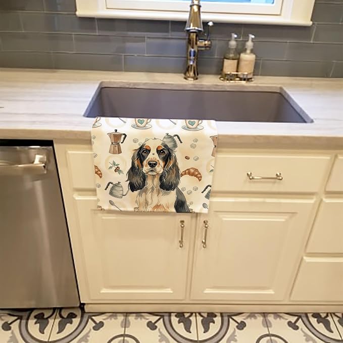 Caroline's Treasures Parti Cocker Spaniel Coffee Bar Kitchen Towel Velour Plush - Image 2