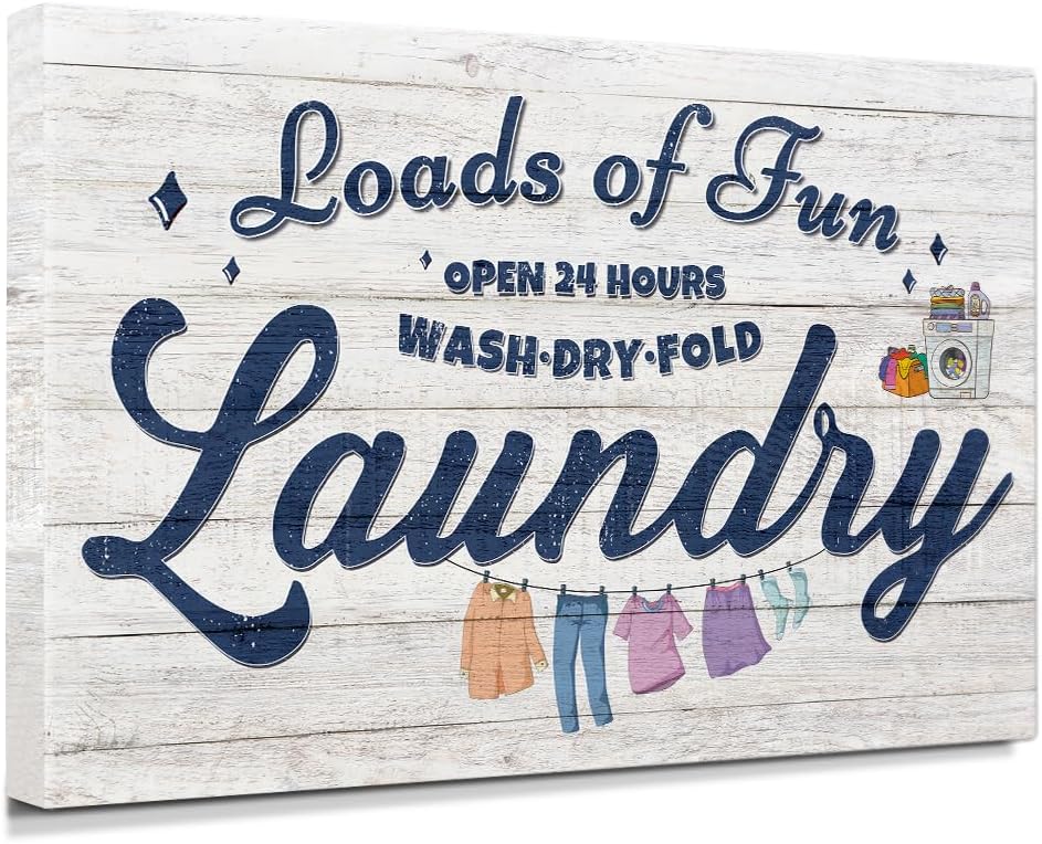 IPIC - Cute Laundry Room Decor, Large Rustic Wall Art Print on Acid-Free Cotton by IPIC