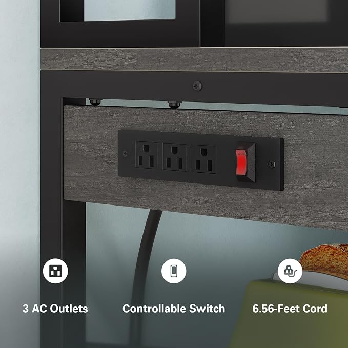 Denkee Large Bakers Rack with Power Outlets, 38 Inch Microwave Stand with - Image 4