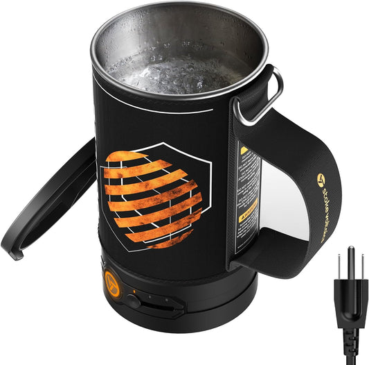 Electric Kettle, Portable Water Boiler for Coffee & Tea, 304 Stainless Steel Mini Tea Kettle, 500W Fast Boiling Water with Auto Shut-Off, Camping & Travel Essentials