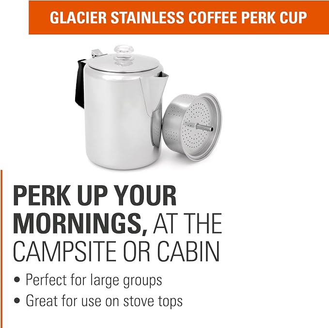 GSI Outdoors Percolator Coffee Pot I Glacier Stainless Steel - Image 2