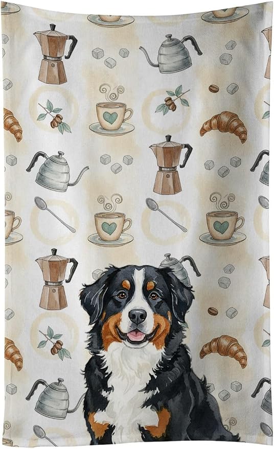 Caroline's Treasures Bernese Mountain Dog Coffee Bar Kitchen Towel Velour Plush by CarolinesTreasures
