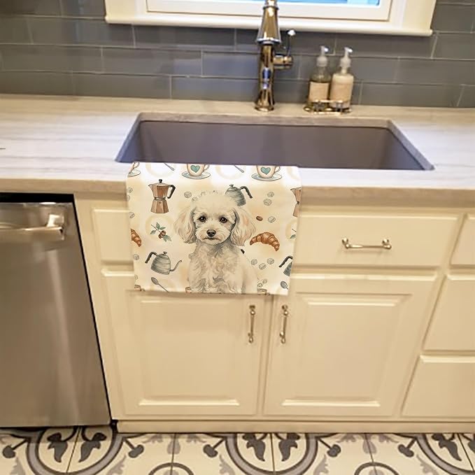 Caroline's Treasures Miniature White Poodle Coffee Bar Kitchen Towel Velour - Image 2