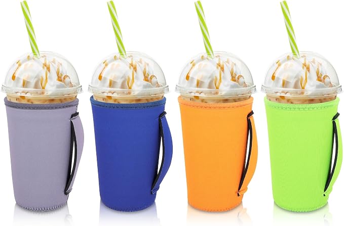 4Pack Reusable Iced Coffee Sleeve Insulator Sleeves by AJLTPA