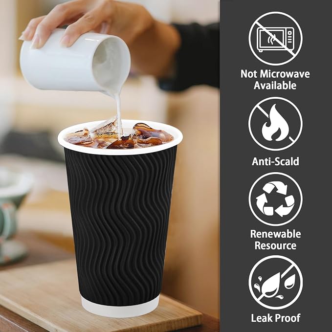 Lamosi Disposable Coffee Cups 16 OZ 90 Pack, Paper Coffee Cups 16 OZ - Image 3