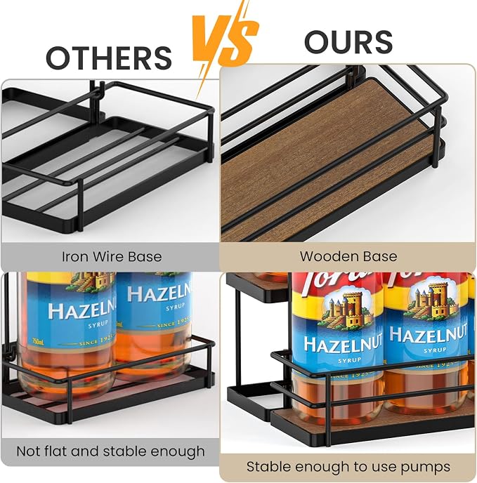 THYGIFTREE Coffee Syrup Rack Organizer 8 Bottle Syrup Holder Stand 2-Tier Syrup - Image 5