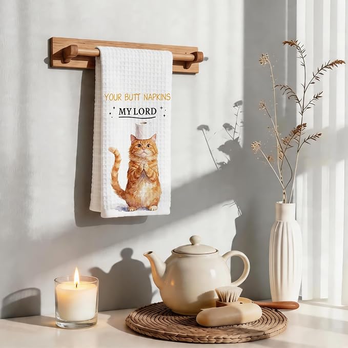 Funny Orange Cat Hand Towel, Cute Orange Cat Bathroom Towel - Image 3