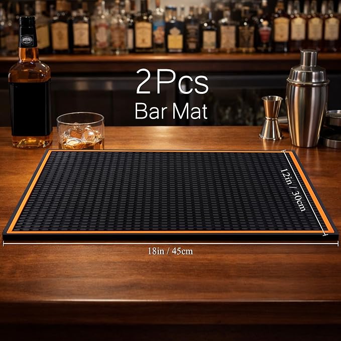 Tioncy 4 Pcs Bar Mat for Countertop 18 x 12 Inch Black - Image 2