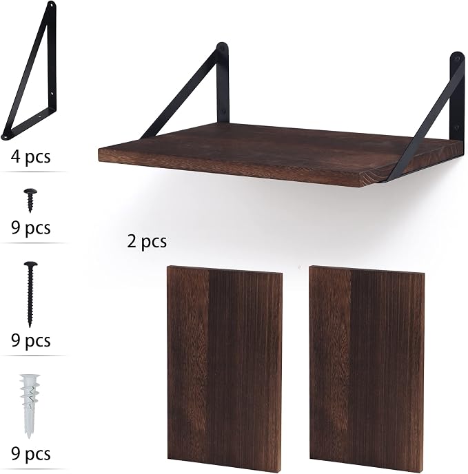 Marsmiles Deep Floating Shelves | 12 Inch Deep Wood Wall Shelves Set of 2 | - Image 8