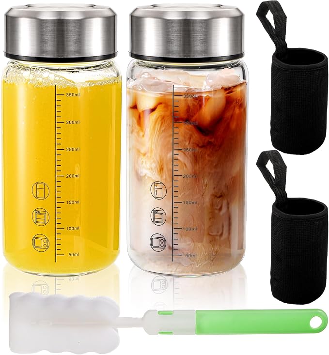 WRINGKIT 2 Pack Glass Juice Bottles by WRINGKIT