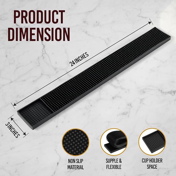 Rubber Bar Mat Set of 2, Non-Toxic Spill & Drying Mats - Image 2