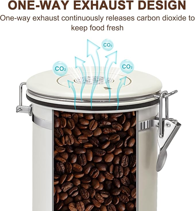 1.2L Airtight Vacuum Coffee Canister, Stainless Steel Storage Container - Image 4