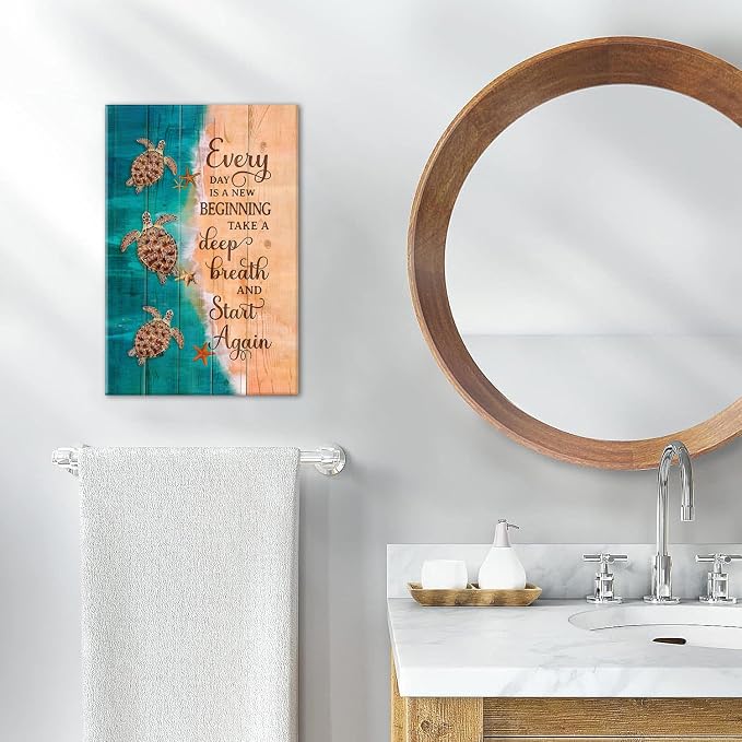 Turtle Wall Art Teal Picture Wall Decor Farmhouse Bathroom Wall Art Everyday is - Image 2