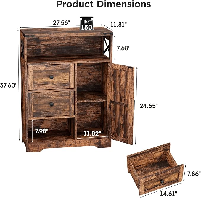 Vabches Farmhouse Buffet Sideboard Cabinet - Image 2
