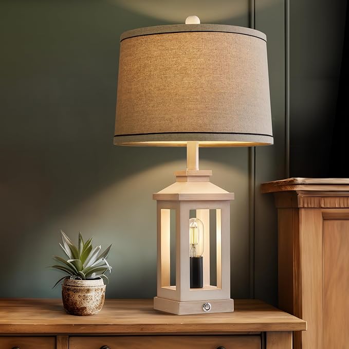G-SAFAVA 23.75" Retro Farmhouse USB C+A Ports Table Lamp - Image 4