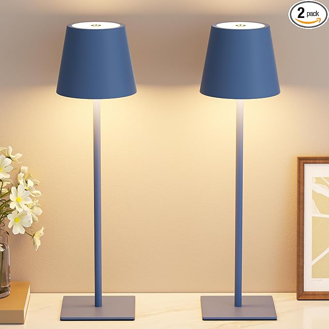 Kakanuo Cordless Rechargeable Table Lamp Navy 5000mAh Battery Operated Lamps by KakanuoLightings