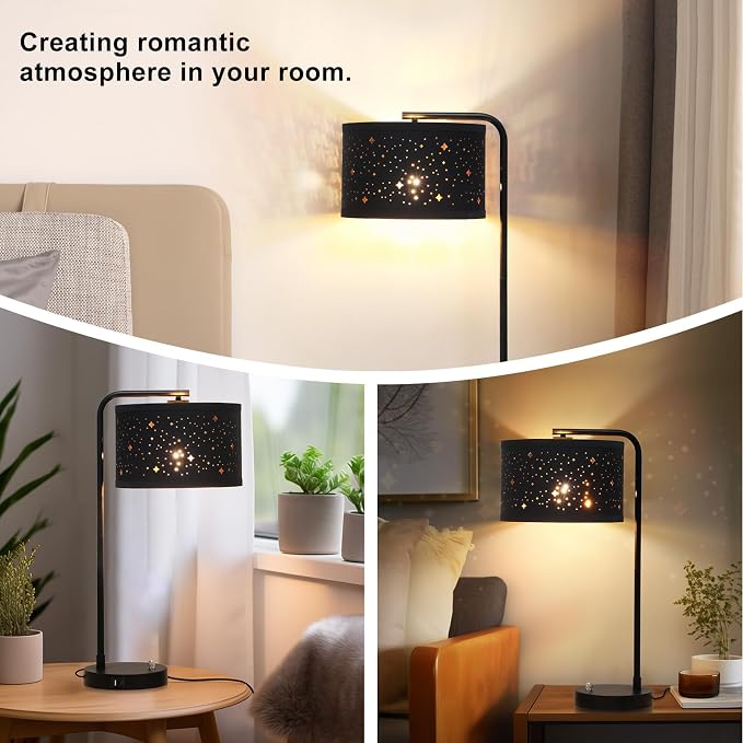 Bedside Table Lamp with USB C+A Ports, Fully Dimmable Modern Nightstand Side - Image 5