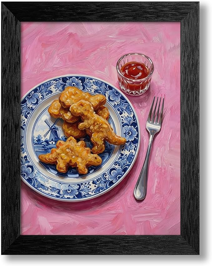 Black Framed Funny Kitchen Wall Art 16x20 inch Dining Room Food Canvas Poster by Unknown