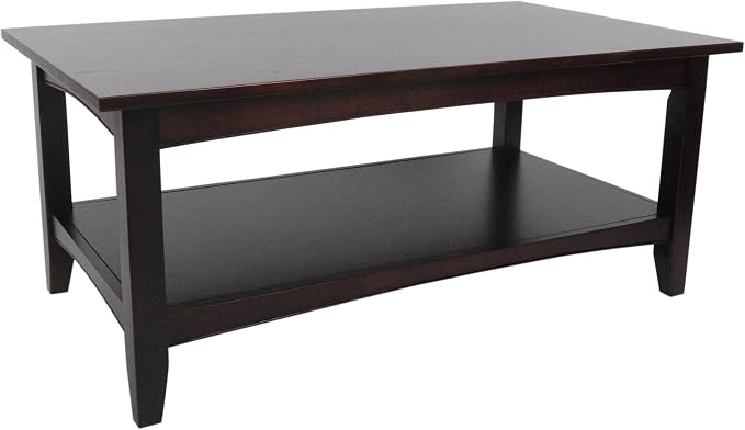 Shaker Cottage Rectangle Coffee Table, 42 in. W x 24 in. D x 18 in. H, Open by AlaterreFurniture