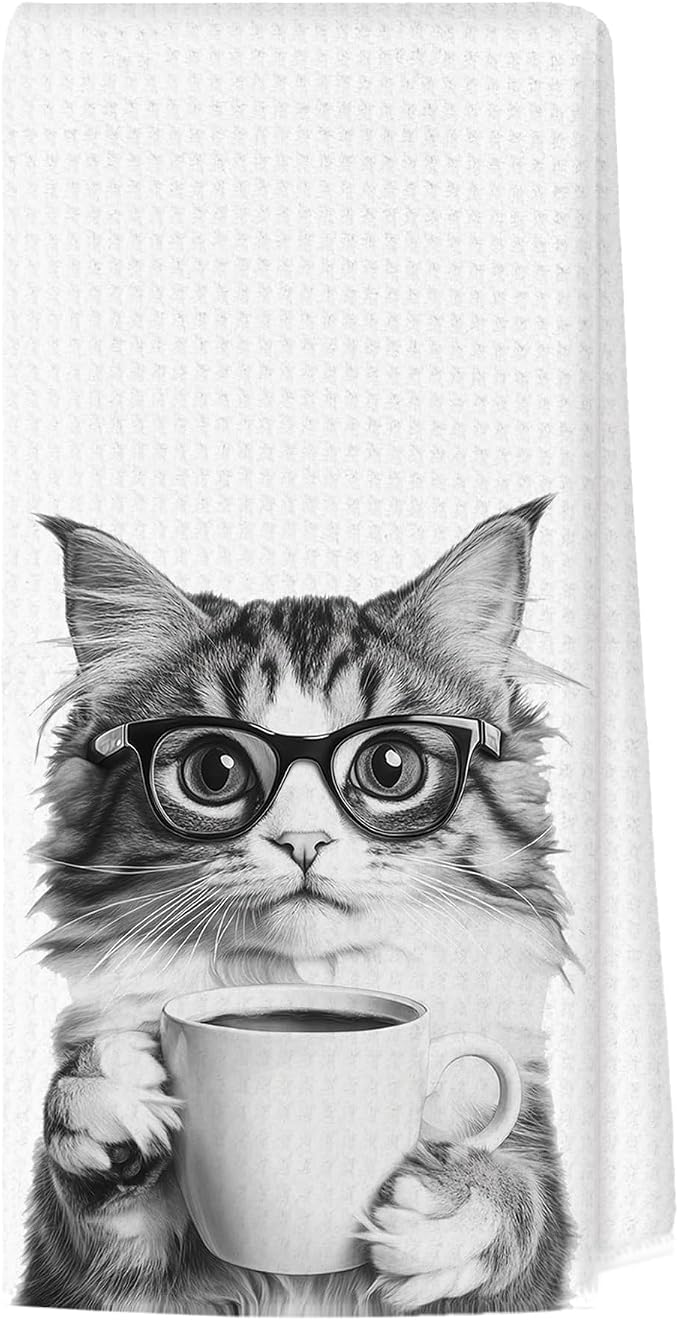 Funny Cat Kitchen Towels, Cats Kitchen Bar Accessories, Cat Lovers Chef Gifts by Unknown