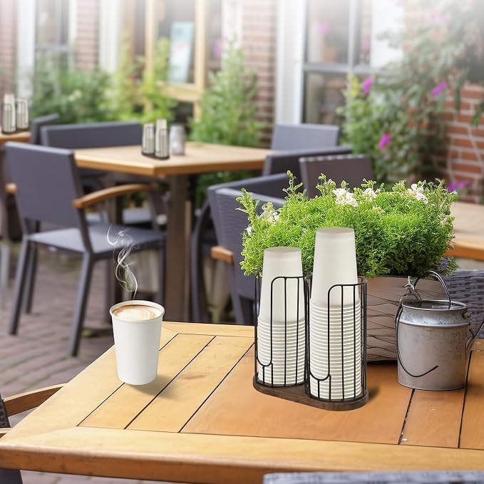 2-Compartment 18oz Coffee Cup Dispenser Rack - Image 8