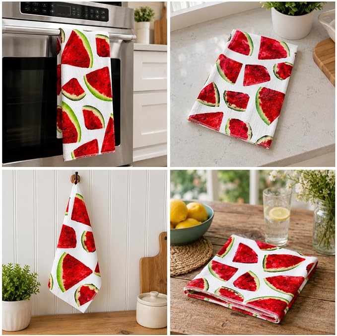 2 Piece - Watermelon Towel Set, Decorative Summer Hand Towels - Image 8