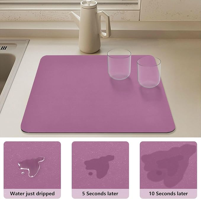 Dark Purple Dish Drying Mat for Kitchen Counter No-slip Rubber Bottom Dish - Image 4